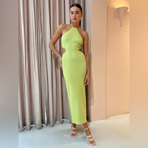 Significant Other Skye Cutout Ribbed Backless Midi Dress In Avocado sz:AU10/US6 - Picture 4 of 16